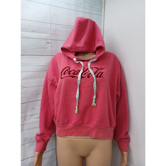 Coca Cola Hoodie Size XL Womens Cropped Red - Picture 1 of 9